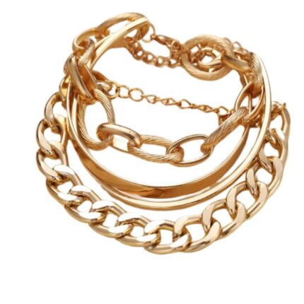 Women Gold-plated Set Of 4 Wraparound Bracelet