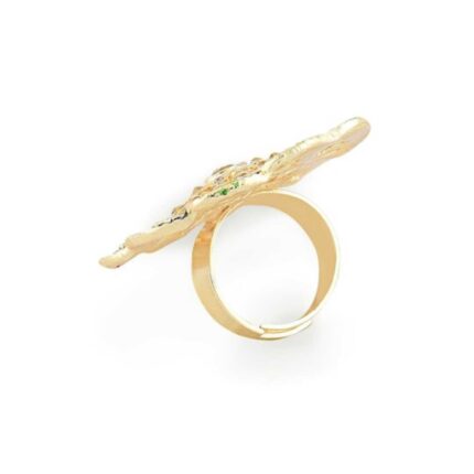 Green & White Kundan Finger Ring