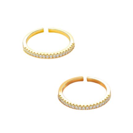 Gold-Plated CZ-Studded Adjustable Toe Rings