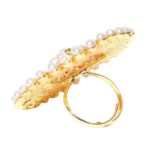 Gold-Plated & White Pearls Studded Adjustable RingGold-Plated & White Pearls Studded Adjustable Ring