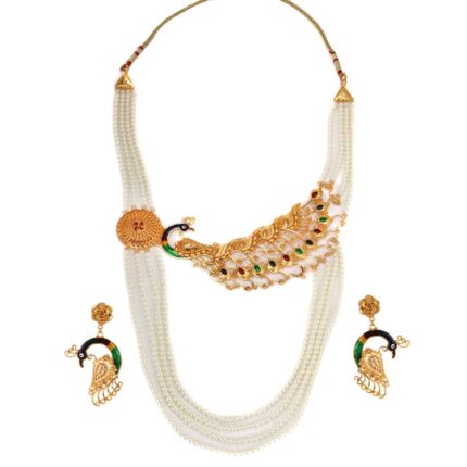 Semi Pearl Peacock Lohori Necklace