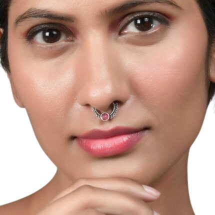 Oxidized Silver-Plated Beaded Septum Nose Rings