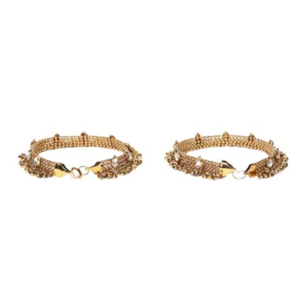 Gold-Toned Stone-Studded Anklets