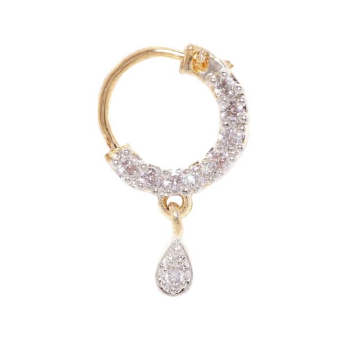 Gold-Plated CZ Stone-Studded Nosering