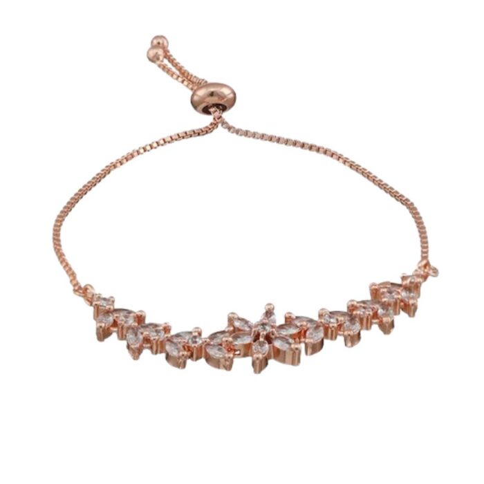 Women Rose Gold-Plated American Diamond Link Bracelet