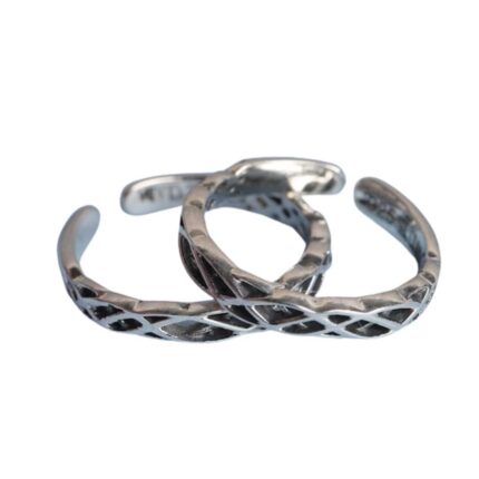 Oxidised Silver-Toned Knotted Toe Rings