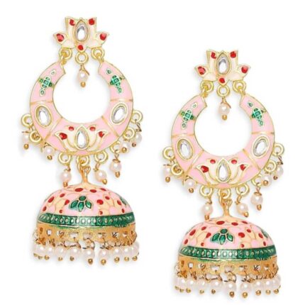 Kundan Studded & Beaded Dome Shaped Jhumkas