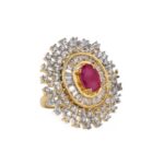 Women Gold-Plated & White CZ-Studded Adjustable Finger Ring