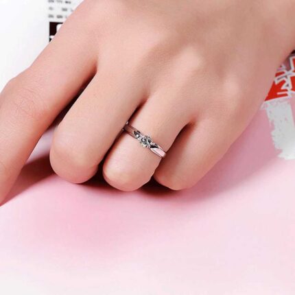 Small Round Ad Diamond Finger Ring For Girls