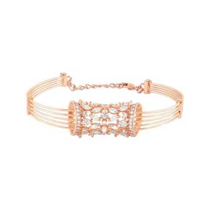 Brass Cubic Zirconia Rose Gold-Plated Link Bracelet