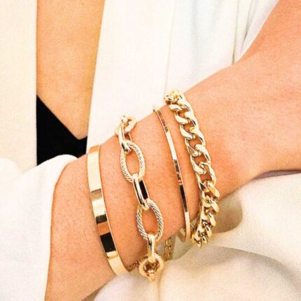 Women Gold-plated Set Of 4 Wraparound Bracelet