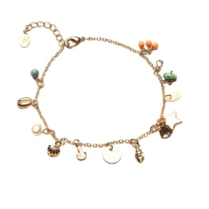 London Women Multicoloured Gold-Plated By The Sea Charm Anklet