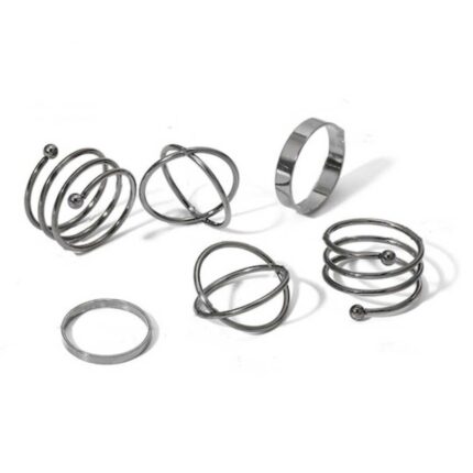 Combo of 6 Silver-Plated Black Rings