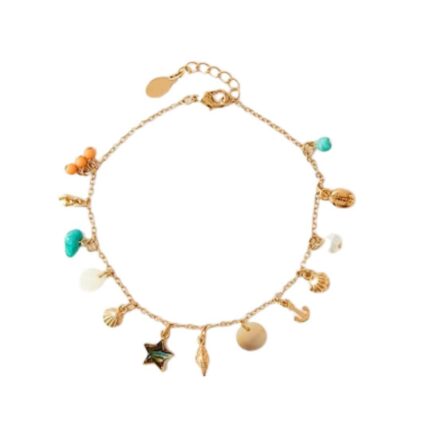 London Women Multicoloured Gold-Plated By The Sea Charm Anklet