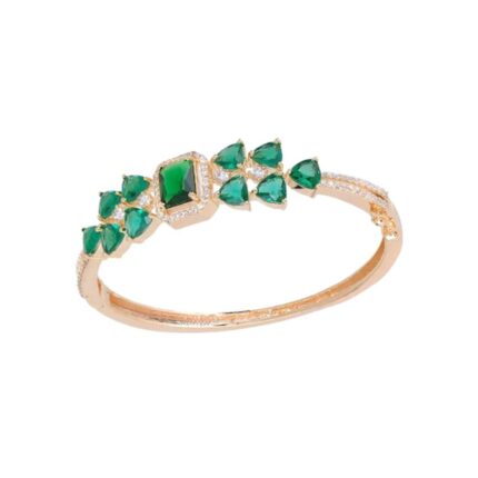 Gold-Plated & Green Handcrafted Bangle-Style Bracelet