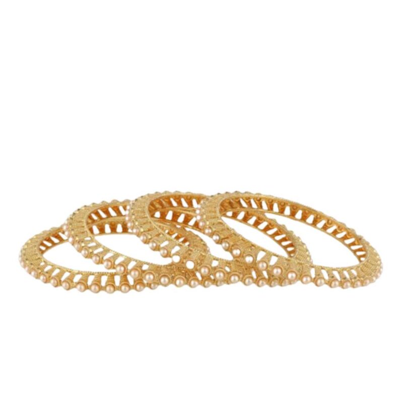 4 Gold-Plated & Pearl-Studded Bangles