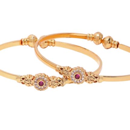 White & Pink Stone-Studded Adjustable Bangles