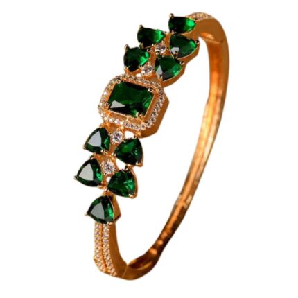 Gold-Plated & Green Handcrafted Bangle-Style Bracelet