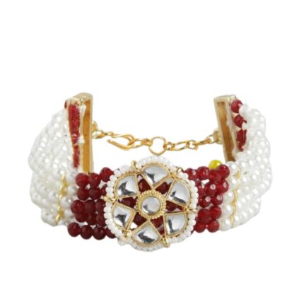 Women Brass Pearls Gold-Plated Wraparound Bracelet