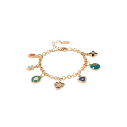 London Women Gold-Toned & Green Crystals Armlet Bracelet